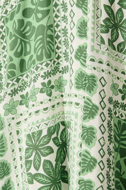 Camryn Maxi Sundress In Cream and Green Tile Print