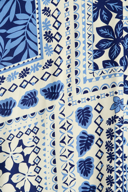 Camryn Maxi Sundress In Cream and Navy Tile Print