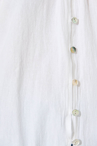 Lombard Top in White Cotton Linen