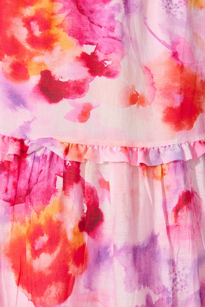 Everett Maxi Skirt in Pink and Purple Multi Floral