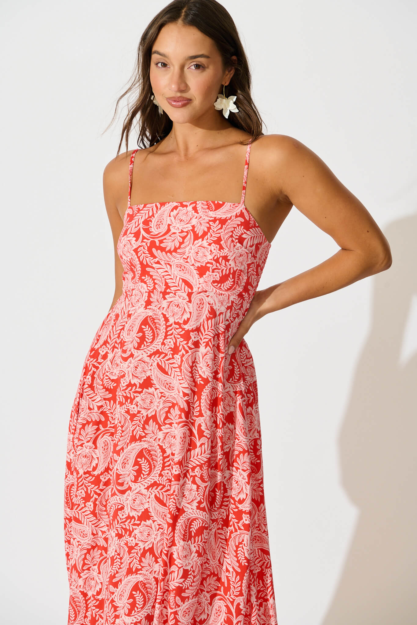 Willa Maxi Sundress In Red Paisley