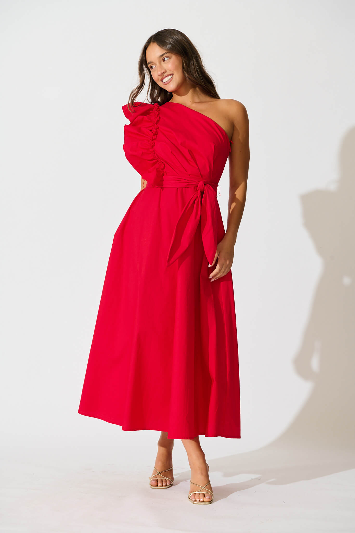 Irisa Maxi Dress in Red Cotton