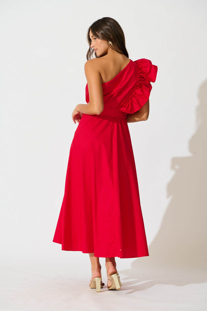 Irisa Maxi Dress in Red Cotton