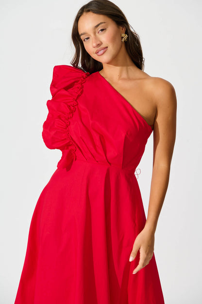 Irisa Maxi Dress in Red Cotton