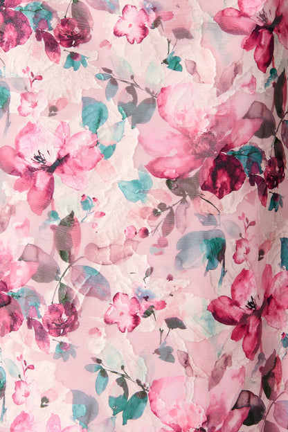 Mon Cherie Maxi Dress in Multi Pink Floral Organza