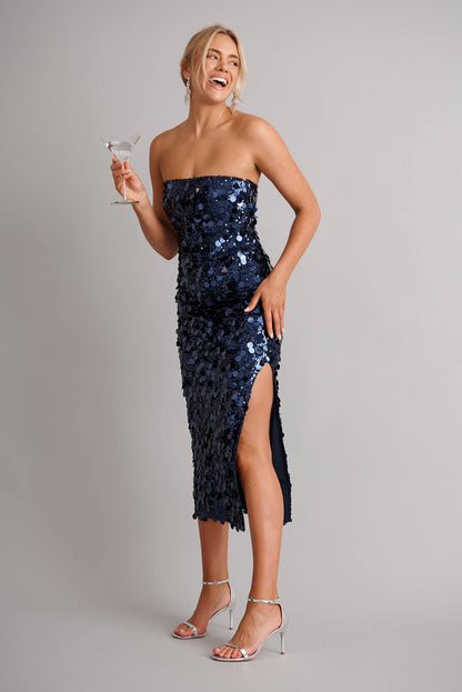 Nashi Maxi Dress in Midnight Blue Sequin