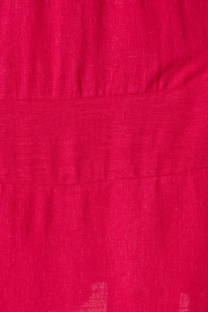 Mary Midi Dress In Fuchsia Linen Blend
