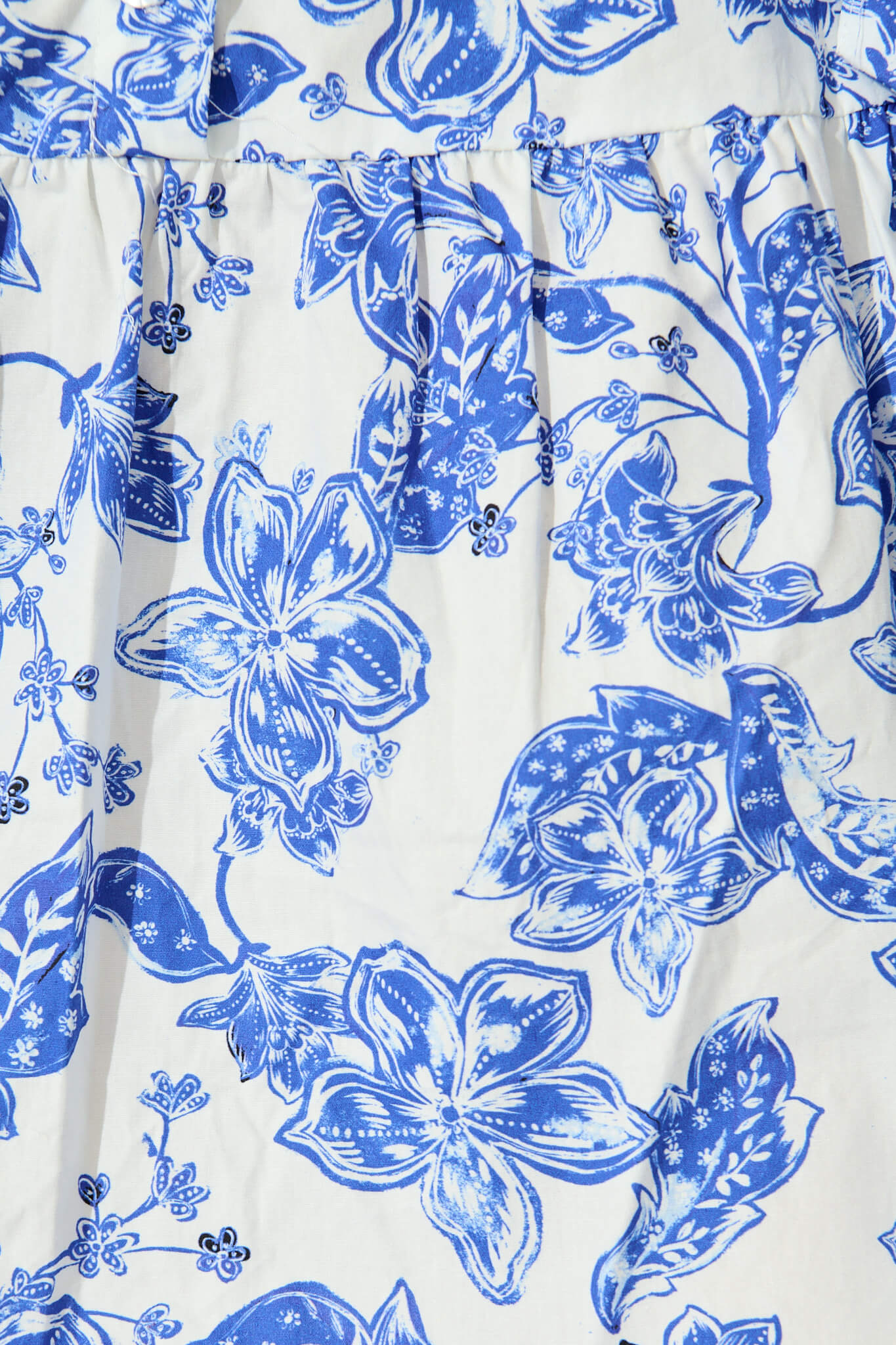 Sabi Dress in White with Blue Floral Cotton