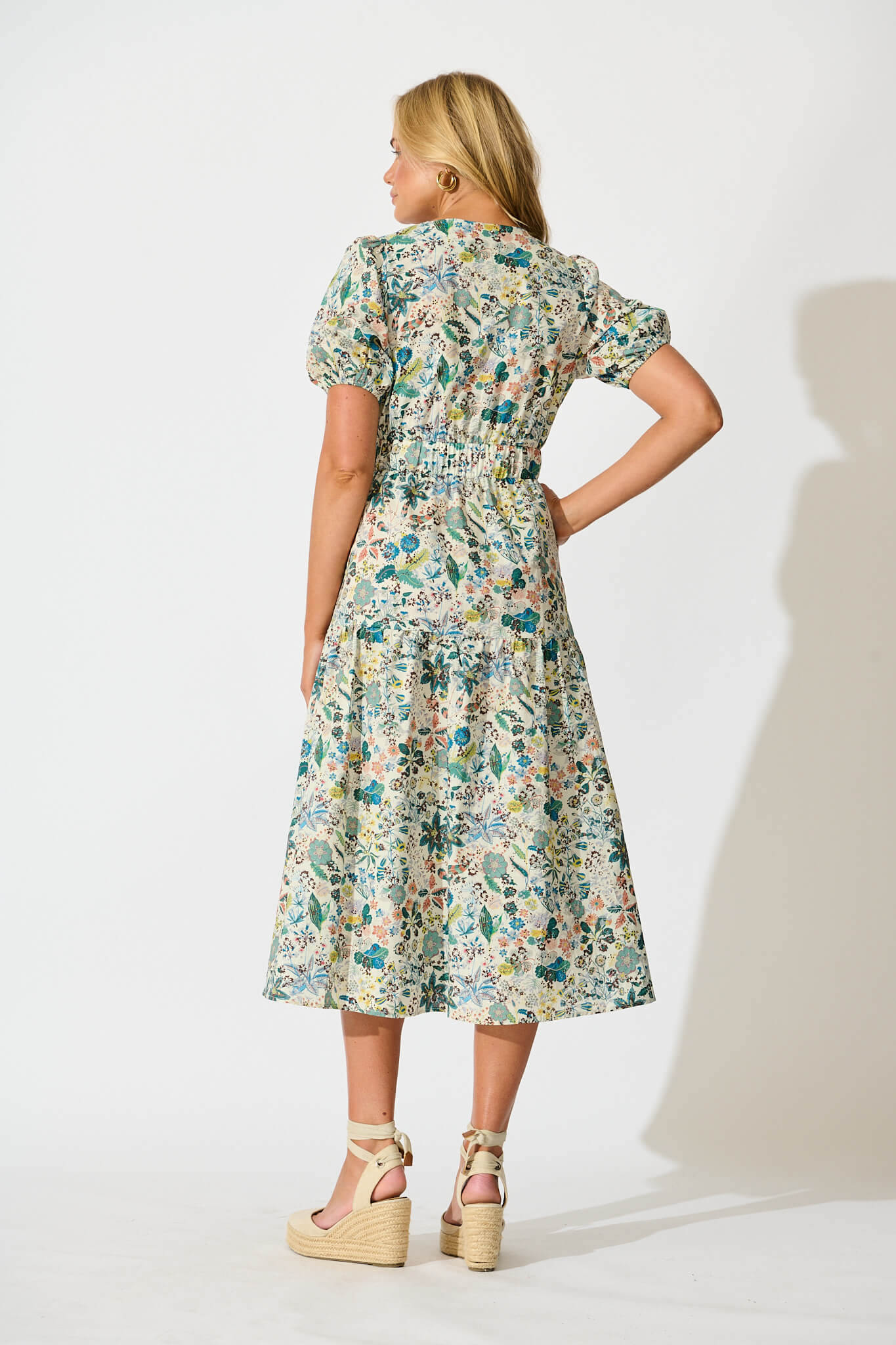 Eyes On You Midi Dress in Multi Floral Cotton