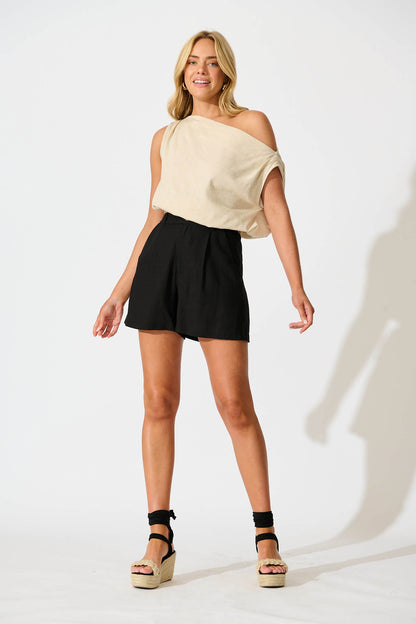 Lilo Short in Black Linen Blend