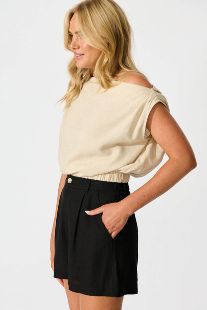 Lilo Short in Black Linen Blend