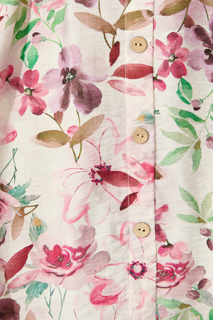 Chantelle Dress in White With Pink Multi Watercolour Floral