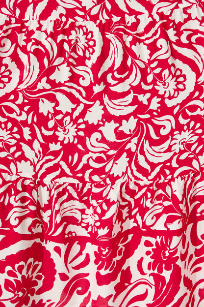 Saturday Midi Dress in Raspberry with White Print