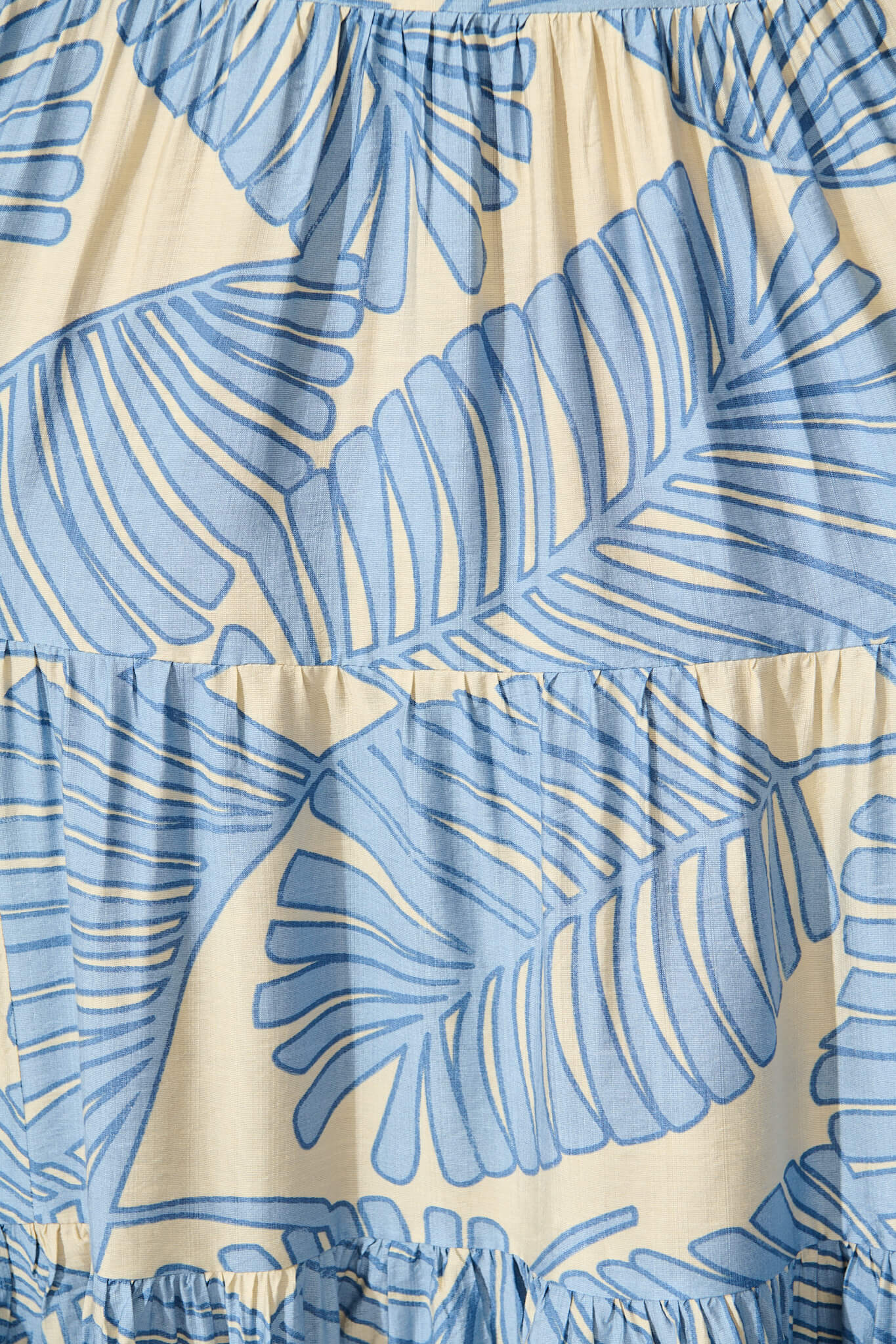 Monroe Maxi Sundress In Cream with Blue Leaf