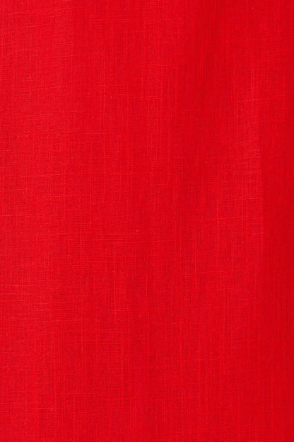 Dana Dress in Red With White Ric Rac Trim Linen Blend