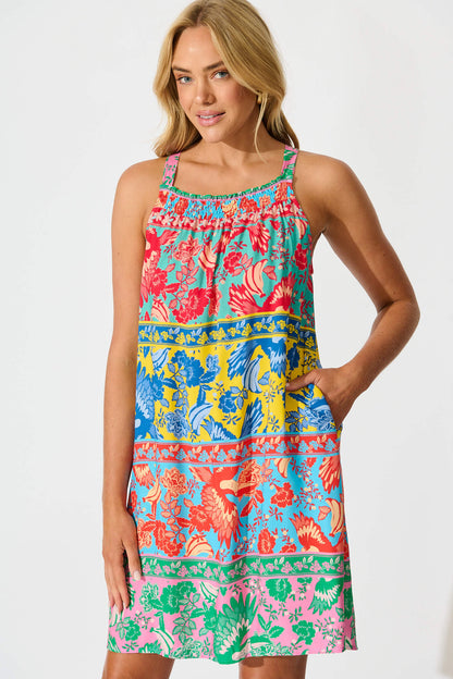 Merida Dress in Multi Tropical Print