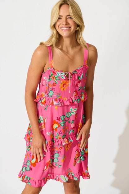 Sansa Dress in Pink Tropical Print