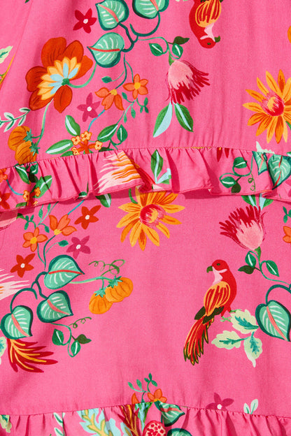 Sansa Dress in Pink Tropical Print