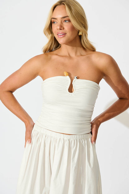 Solo Bandeau Top In White Jersey