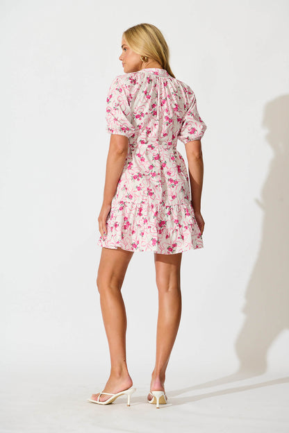 Alita Dress in Pink Floral Print Cotton