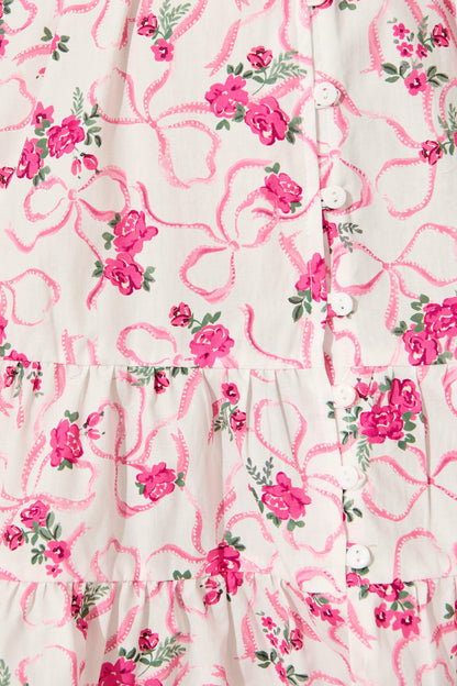 Alita Dress in Pink Floral Print Cotton