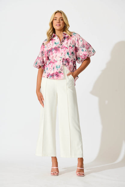 Good love Shirt in Multi Pink Floral Organza