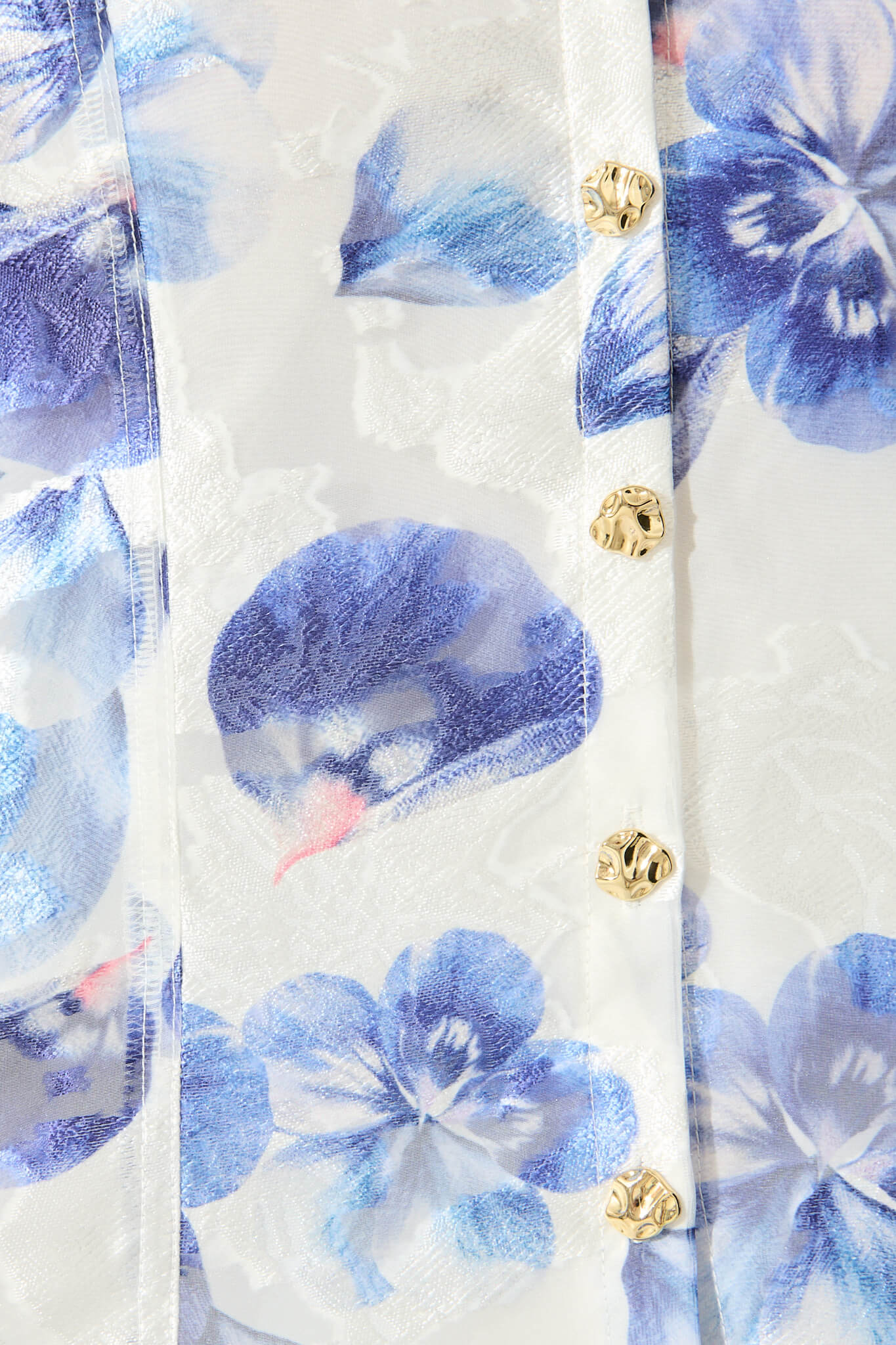 Good love Shirt in White with Blue Floral Organza