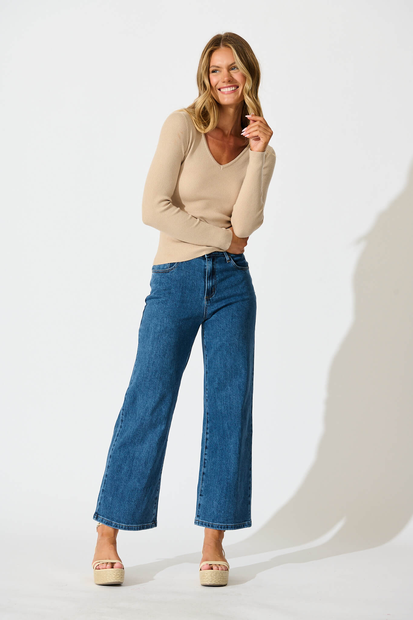 Levine Knit In Beige Cotton Blend