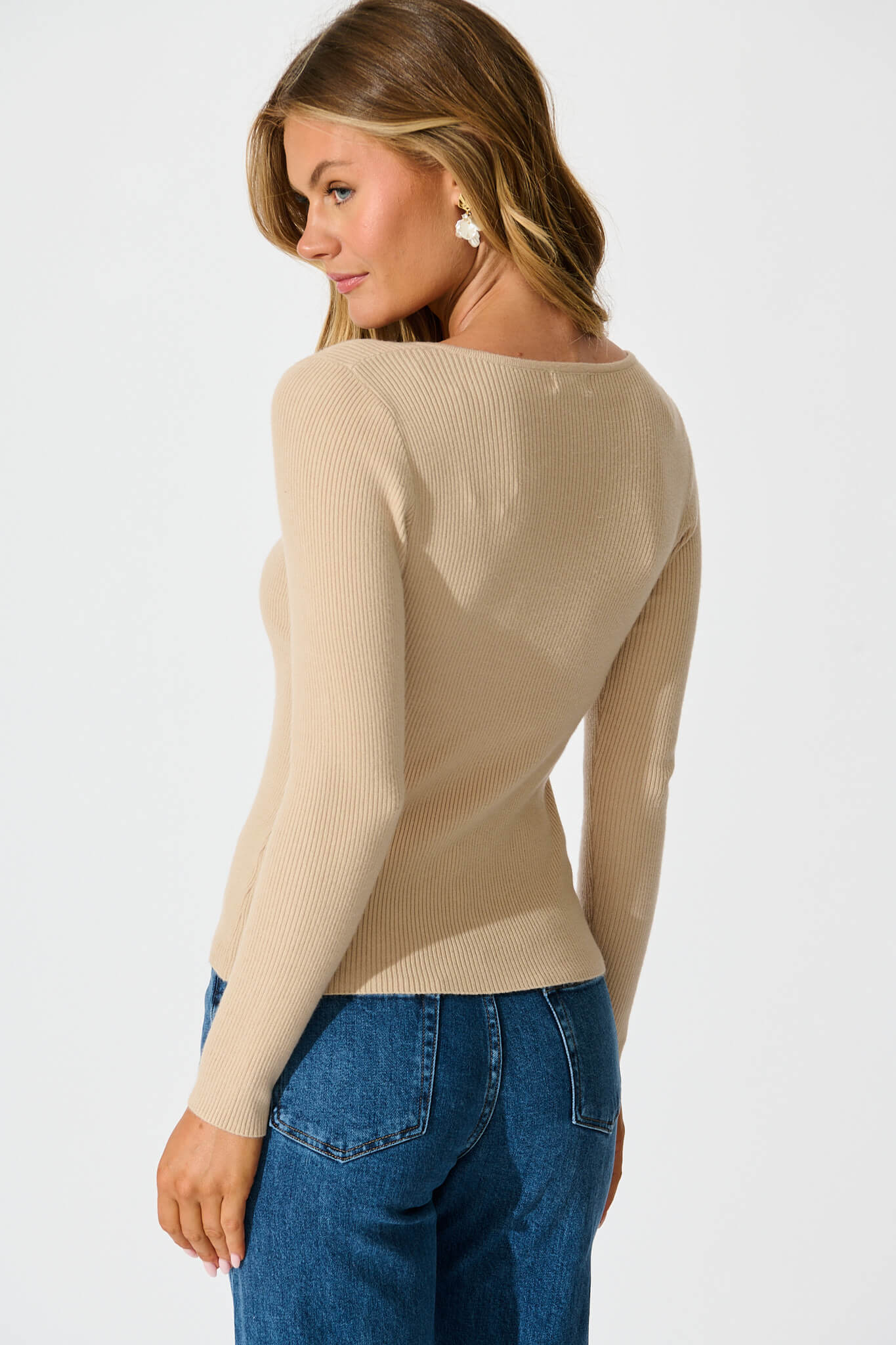 Levine Knit In Beige Cotton Blend
