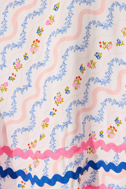 Peony Maxi Sundress in Pink Multi Floral with Ric Rac Trim