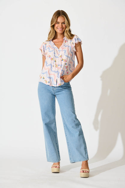 Donelle Shirt in Pink Multi Floral