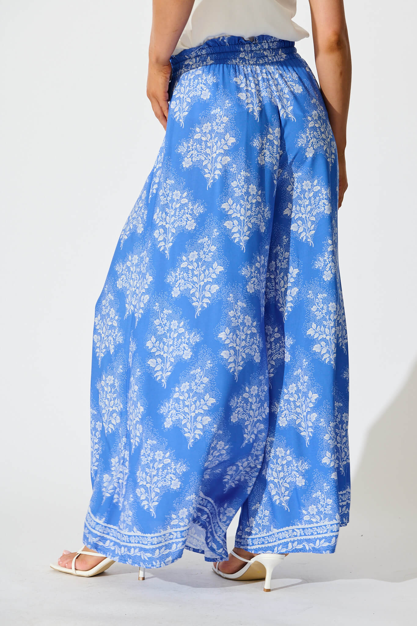 Mariah Pant in Blue with White Floral