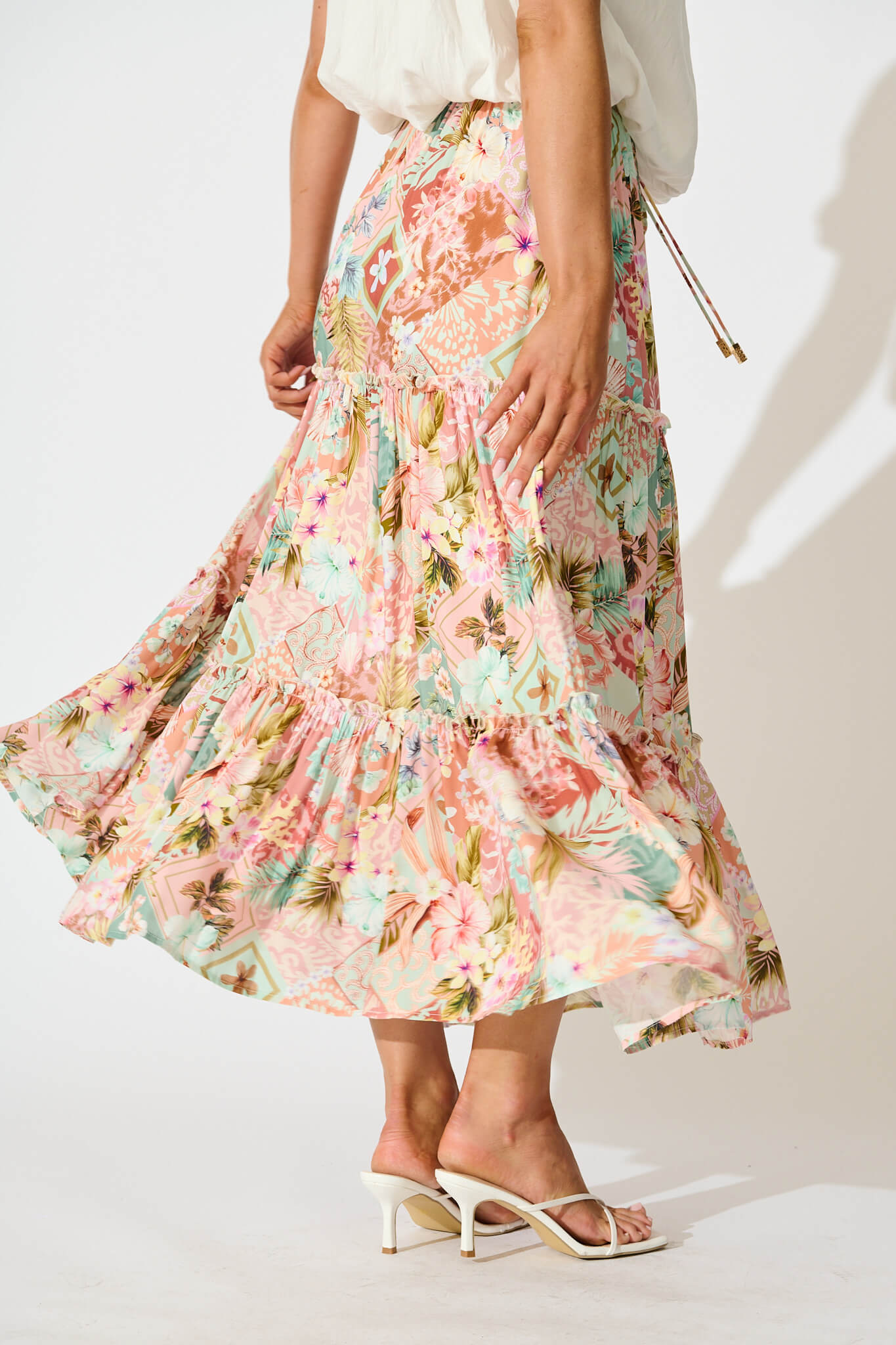 Clifford Maxi Skirt in Tropical Patchwork Print