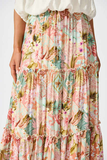 Clifford Maxi Skirt in Tropical Patchwork Print