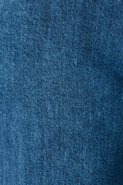 Jency Mid Rise Wide Leg Jean in Dark Blue Denim