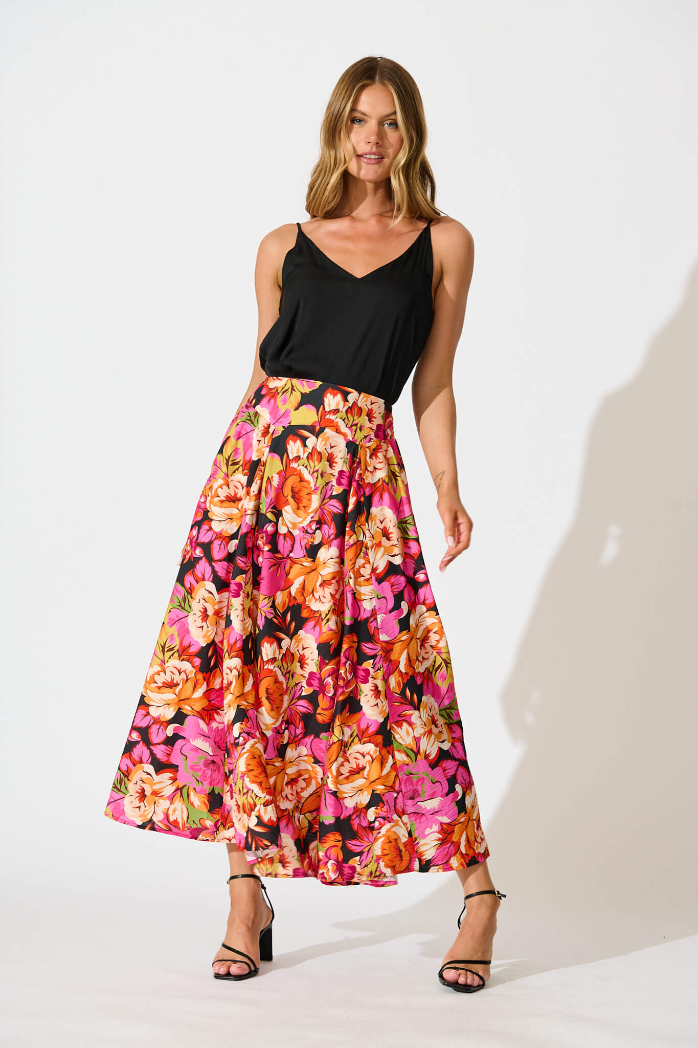 Brandsy Maxi Skirt In Multi Floral
