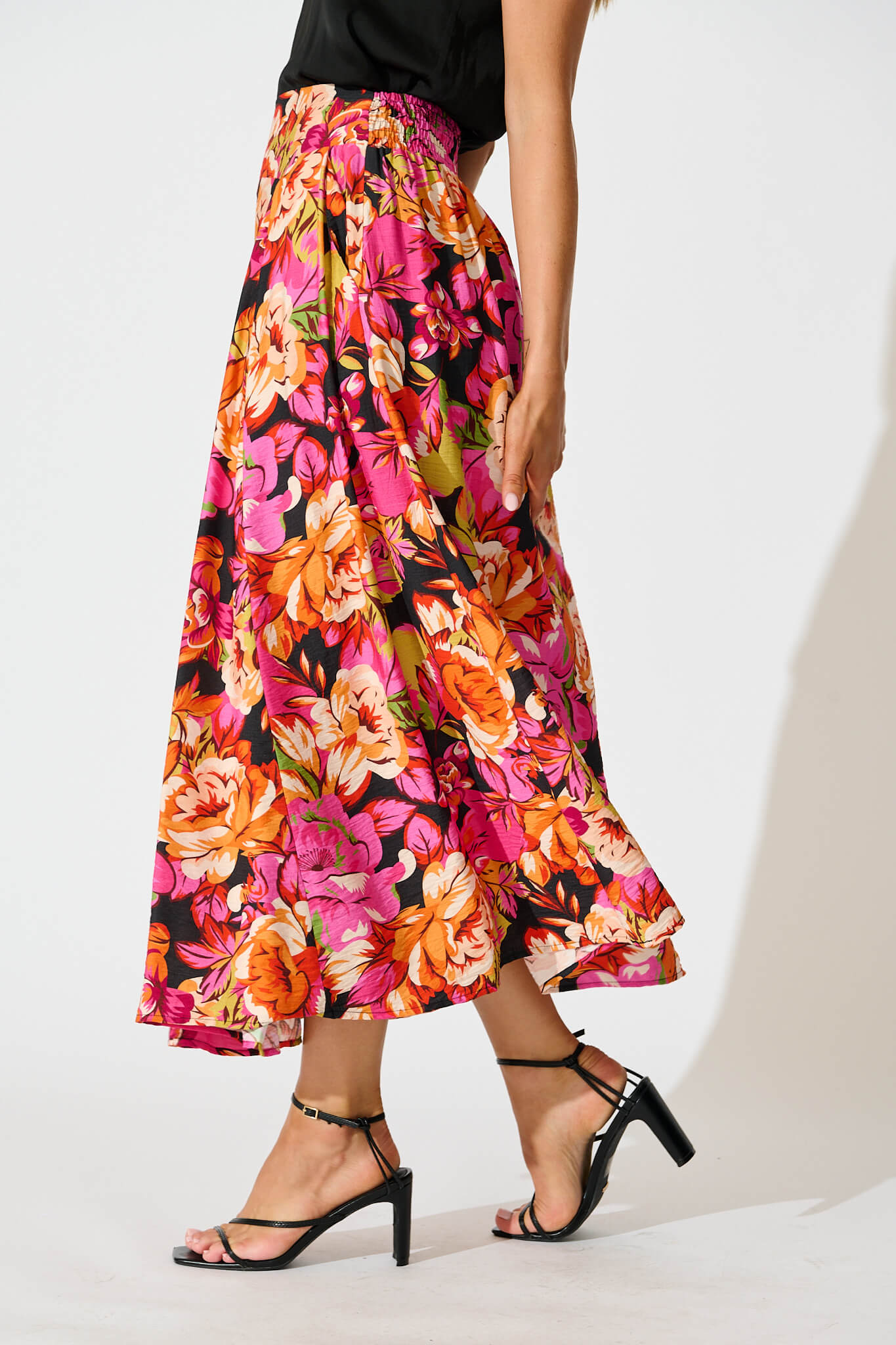 Brandsy Maxi Skirt In Multi Floral