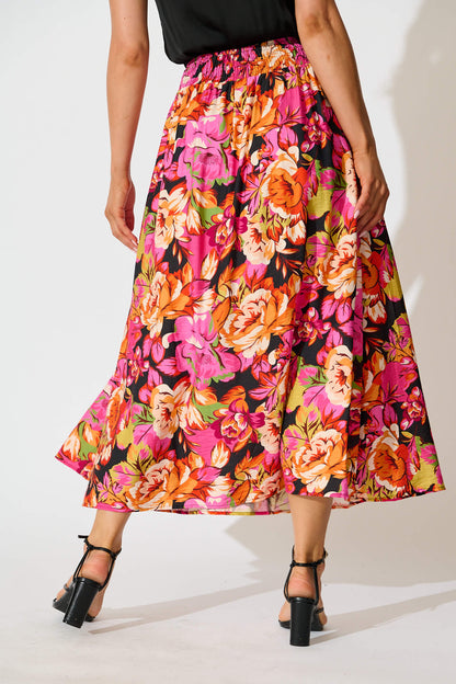 Brandsy Maxi Skirt In Multi Floral