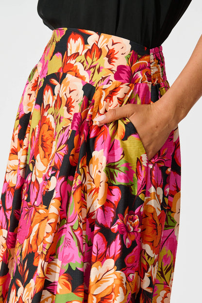 Brandsy Maxi Skirt In Multi Floral