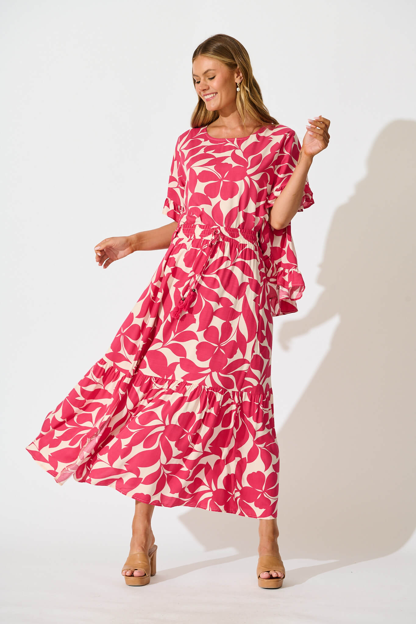 Bilboa Maxi Skirt In Pink Leaf