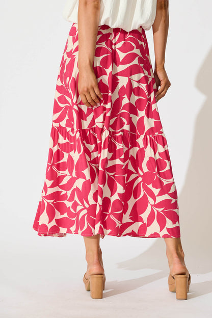 Bilboa Maxi Skirt In Pink Leaf