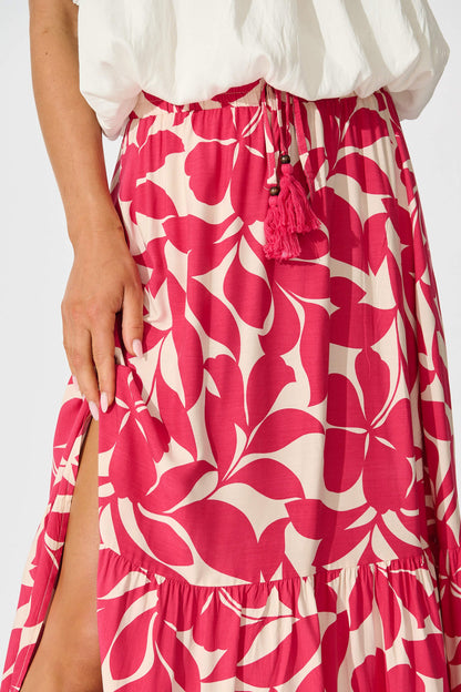 Bilboa Maxi Skirt In Pink Leaf