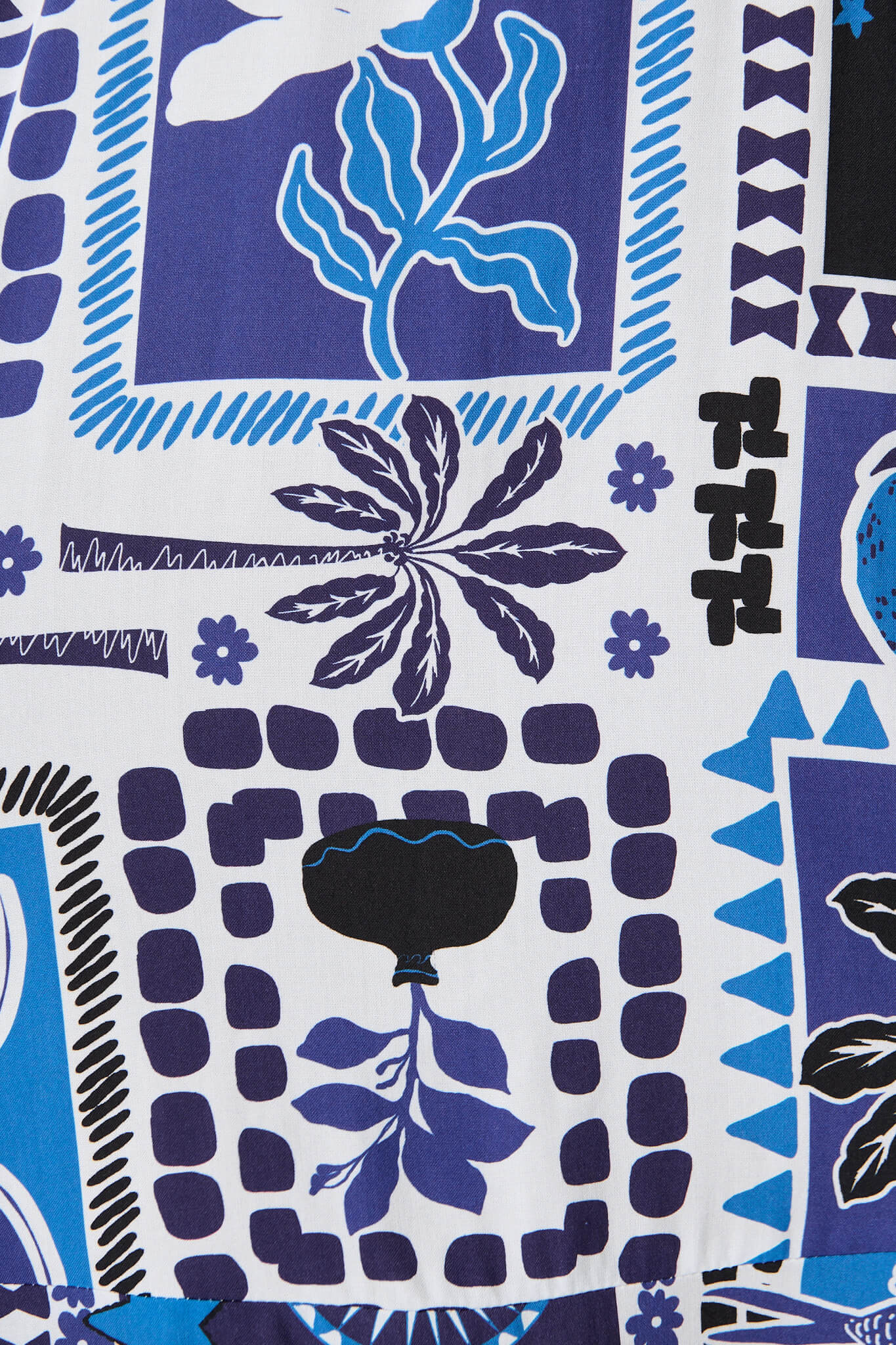 Romona Sundress in Blue Patchwork with Ric Rac Trim