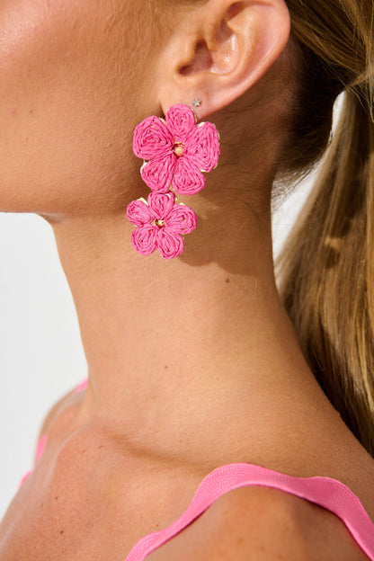 Myka Drop Earring in Pink Straw