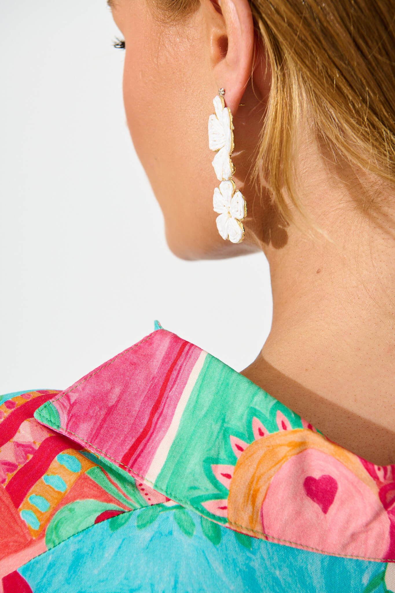 Myka Drop Earring in White Straw