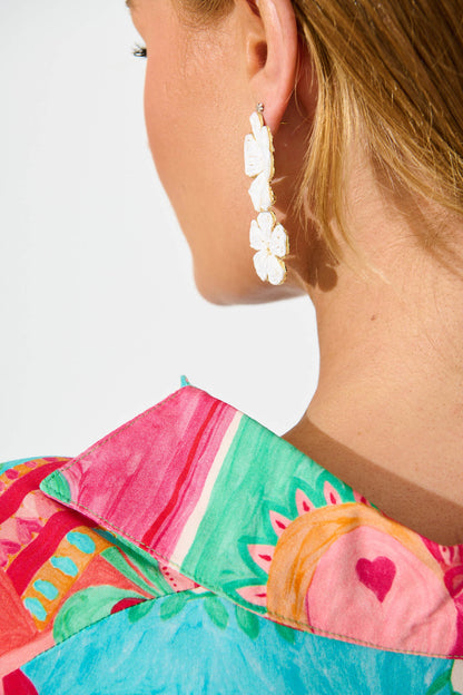 Myka Drop Earring in White Straw