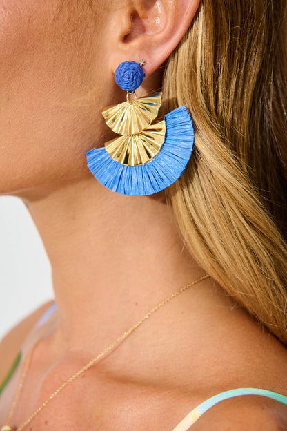 Amarti Drop Earring in Gold with Blue Straw