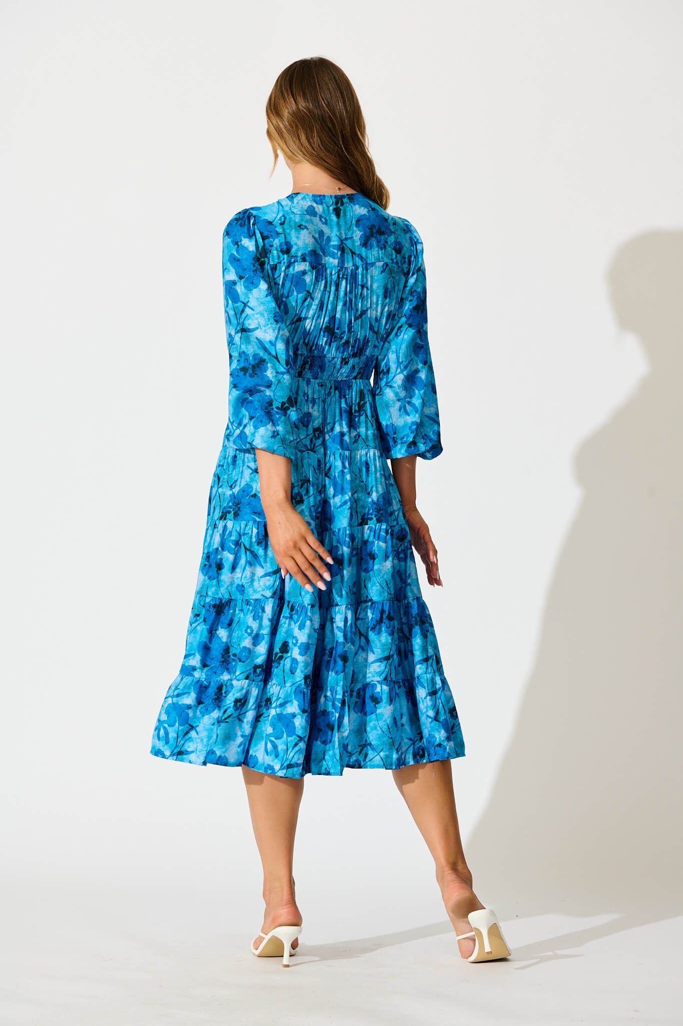 Modical Midi Dress In Blue Multi Print