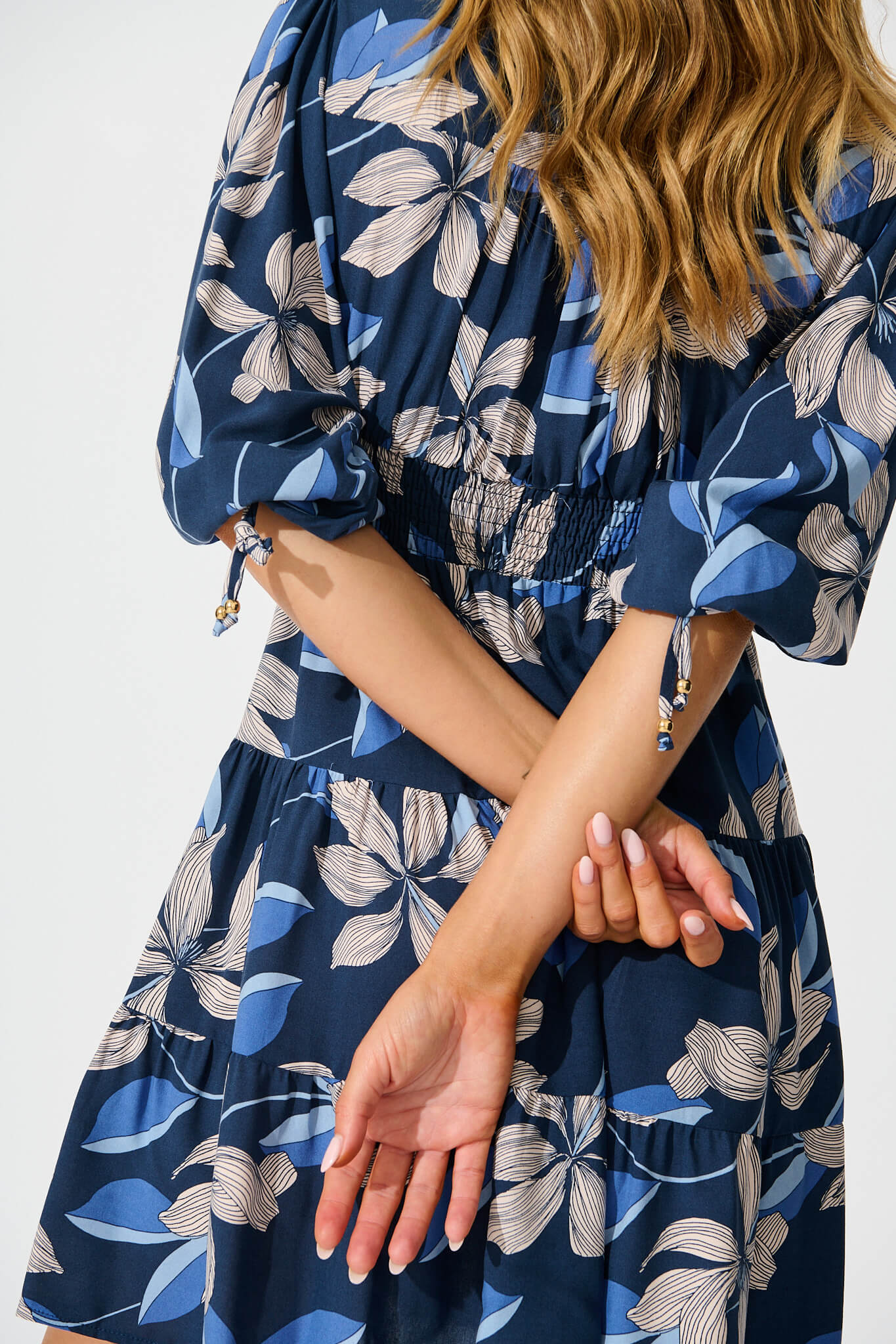 Lovin Dress In Navy with Grey Leaf