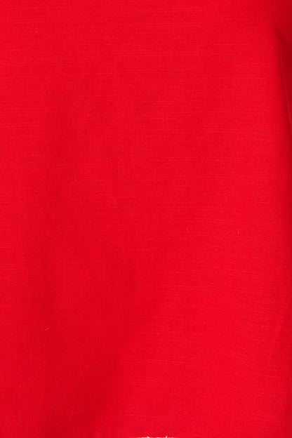 Rachella One Shoulder Top In Red Cotton Linen Blend